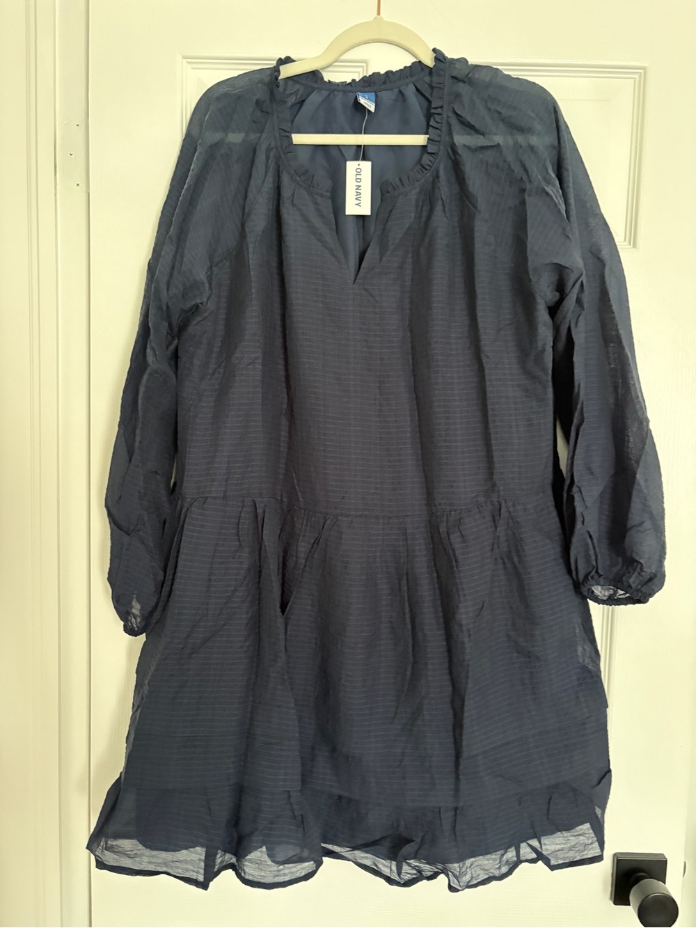 Old Navy Navy Blue Ruffled Neck Dress - Picture 2 of 4